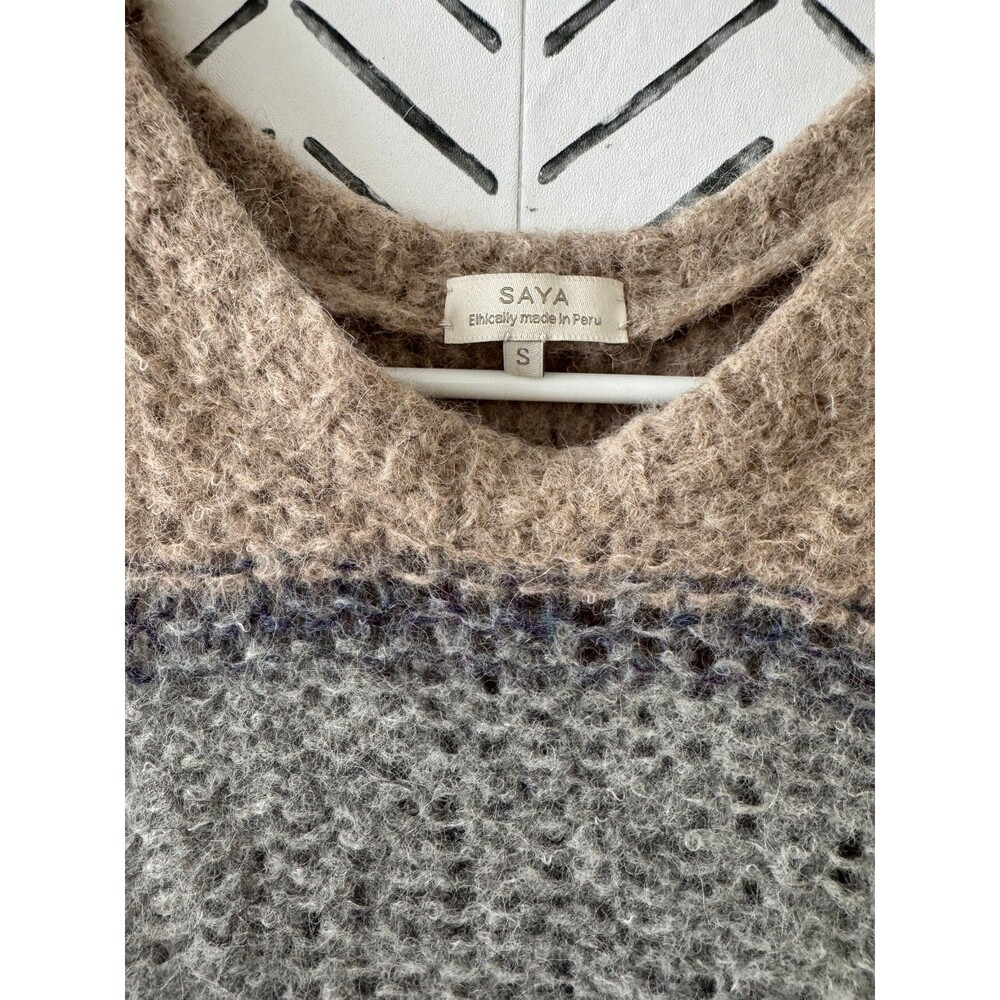 SAYA Women's Peruvian Superfine Alpaca Wool Fringe Hi-Low Sweater Sz‎ Small - Picture 2 of 6